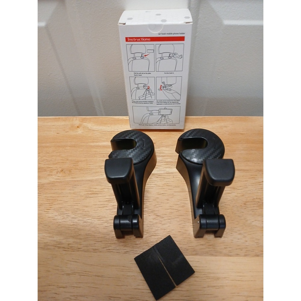 Car Hook Mobile Phone Holder Set of 2 Car Seat Hooks Adjustable 33lbs Capacity